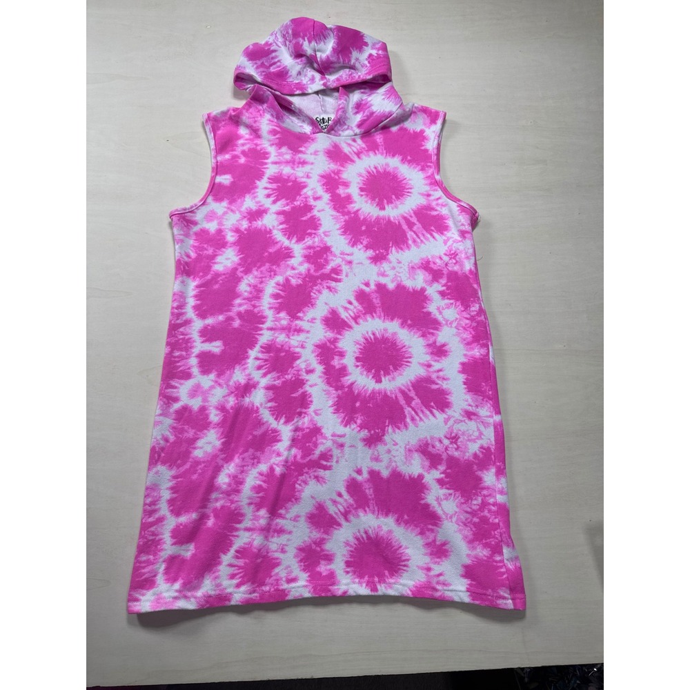 Saturdaze Pink Tie Dye Sleeveless Hoodie Dress Womensโ Large swim cover up